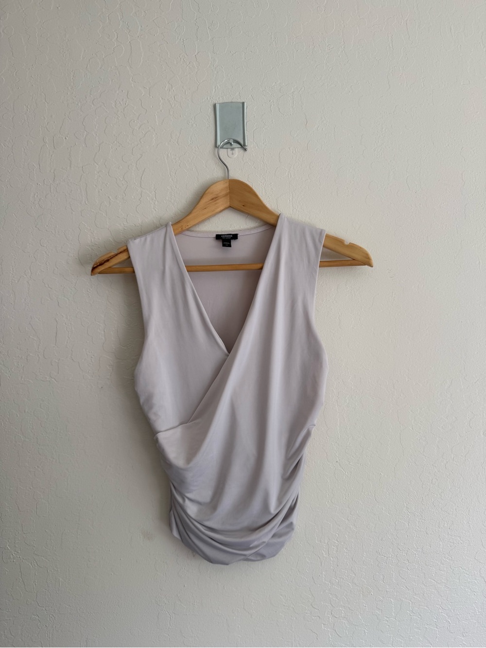 Sleeveless Draped V-Neck Top in White